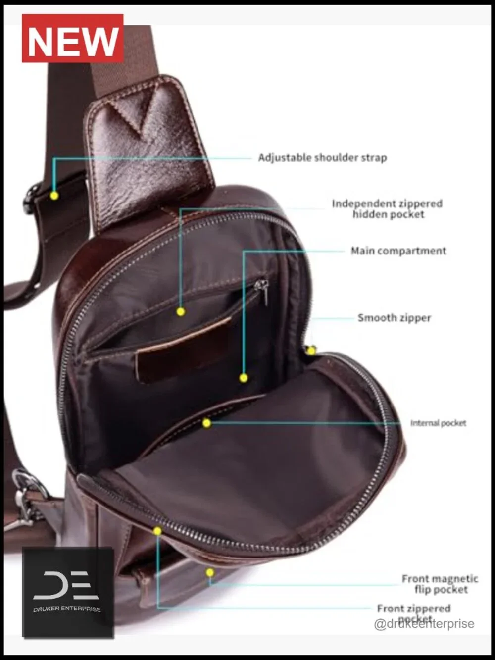 Vintage Oil-Waxed Leather Sling Bag Crossbody Shoulder Backpack for Men